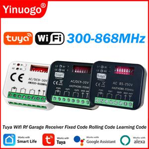 범용 300-868MHz 433 868 MHz 투야 WIFI 차고 문 리모컨 수신기 AC DC 9-30V 85-250V 스마트 스위치 모듈 개폐기