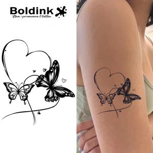 Boldink 나비 및 하트 임시 문신, 15 일 지속, 신기술 매직 방수 반영구 스티커