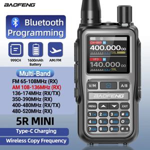 Baofeng UV-5R 미니 워키 토키 블루투스 APP 프로그래밍 멀티 밴드 999CH 무선 복사 주파수 듀얼 PTT Type-C 햄 라디오