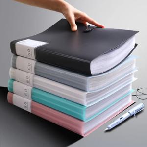 Back-to-School 60 포켓 A4 폴더 내구성 PP 소재 종이 정리에 이상적 홈 스쿨 사무실 보관 방수 소책자