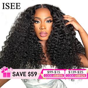 착용 가발 ISEE HAIR PreBleached Knots Kinky Curly HD 레이스 글루리스 인간 가발 준비 완료 프리 컷 레이스 PrePlucked Hairline Wig