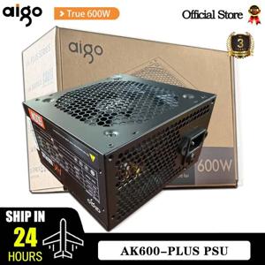 Aigo AK 600W PC PSU 전원 공급 장치, BTC용 데스크탑 컴퓨터 전원 공급 장치, 게임용 저소음 블랙 RGB 선풍기, 24 핀, 12V ATX, 120mm