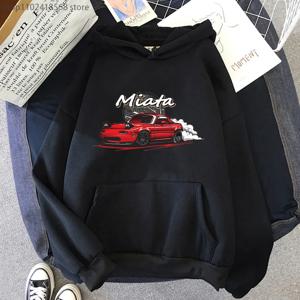 MX5 이니셜 D 남성용 후드, 드리프트 Jdm 맨투맨 애니메이션 마즈다 프린트 자동차 미아타 스트리트웨어, 남녀공용 자동차 문화 여성 후디