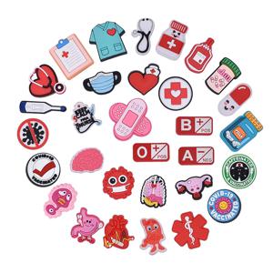 30PCS 건강 관리 시리즈 신발 참 조그무늬 가방 버블 슬라이드 샌들, PVC 신발 장식 비치 가방 액세서리 세트