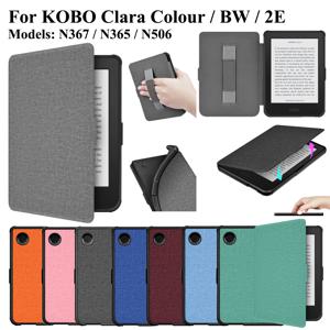 코보 클라라 컬러 BW 2024 2E 케이스, 핸드 벨트 거치대 스트랩 포함, 6 인치 수면 깨우기 전자책 커버, N367, N365, N506, Capa Funda Hoesje