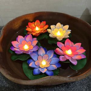1PC/6PCS LED 로터스 밤 램프 부동 물 센서 꽃 램프 정원 탱크 장식 축제 파티 액세서리 로터스 빛을 기원