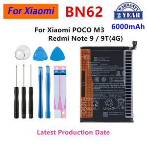 휴대폰 교체 배터리 및 도구, BN62, 6000mAh 배터리, 샤오미 POCO M3 Redmi Note 9 Redmi 9T 4G
