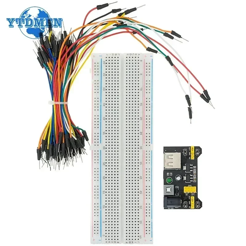 MB102 브레드보드 전원 모듈 3.3V/5V MB-102 830 포인트 프로토타입 빵 보드 + Arduino 키트용 65pcs 점퍼 와이어 DIY