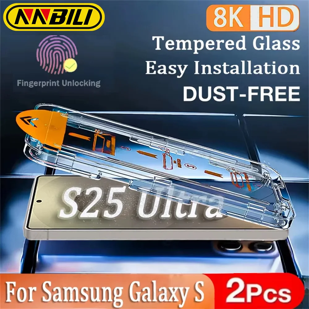 삼성 갤럭시 S25 S24 울트라 S23 S22 S21 플러스 A16 A55 A56 A25 A15 A35 A34 A54 5G용 NNBILI 강화유리 스크린 보호필름 2매