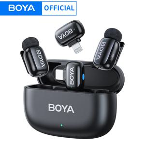 BOYA BOYA 미니 무선 라발리에 라펠 마이크 충전식 소음 제거 마이크 iPhone iPhone 15-16 iPad Android Type-C 스마트폰 카메라 PC 라이브 방송 오디오 비디오 녹화 Vlog