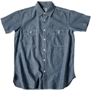 NON 주식 Chambray 반팔 셔츠, 연청 캐주얼 작업 셔츠, 여름