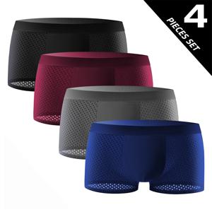 4 Pcs 남성 속옷 메쉬 구멍 통기성 편안하고 부드러운 패션 트렌드 남성 복서 팬티 Athleisure 바지 S-2XL