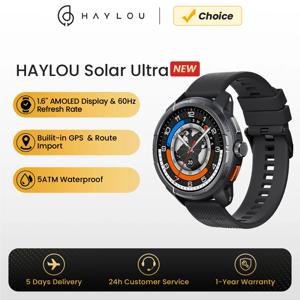 HAYLOU 태양광 울트라 GPS 스마트 워치, 1.6 인치 AMOLED 디스플레이, 60Hz 재생률, 블루투스 통화, 5ATM 방수 스포츠 스마트워치