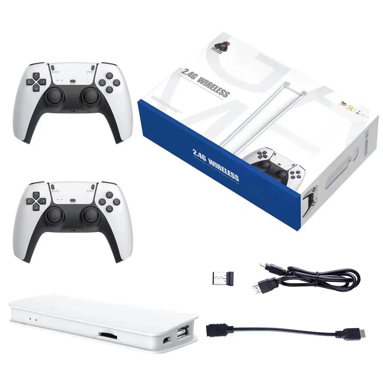 M15 게임 스틱 미니 TV 휴대용 게임 콘솔 무선 게임 패드 비디오 게임 64G 20000+ 레트로 게임 HD 출력 PS1 등을위한 2 인용