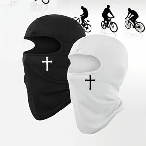 통기성 블랙 발라클라바 페이스 마스크 2개 - 수분 흡수 폴리에스테르, 사이클링, 하이킹, 야외 헤드저에 적합