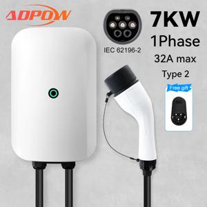 ADPOW 32A Type2 Wallbox EV 충전기 1상 7KW 5M 케이블 EV 충전소 IP65 TPU 소재 EV 자동차용 충전 액세서리
