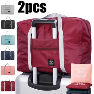 1/2Pcs 여성과 소녀를위한 가방에 항공을위한 접이식 여행 더플 백 경량 대용량 스포츠 주말 여행 밤새