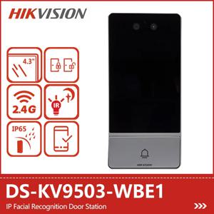 Hikvision 2MP Wifi 비디오 인터콤 POE 초인종 카메라 카드 및 APP 잠금 해제 방수 얼굴 인식 도어 스테이션 DS-KV9503-WBE1