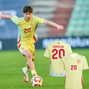 2025년 여름 스페인 축구 유니폼 레터링 번호 20 프린트 남성용 및 여성용 반팔 아동용 스포츠 트레이닝 저지
