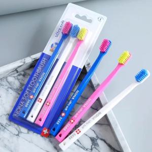 3Pcs Nona 초연질 마이크로 화이버 칫솔 5460 고밀도 수동 칫솔 부드러운 청소 및 잇몸 관리 홈 세트 스위스 스타일