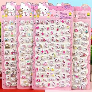 무작위 2PCS Sanrio 헬로 키티 3D 버블 스티커 장식 데칼 귀여운 보상 푹신한 스티커 편지지 용품