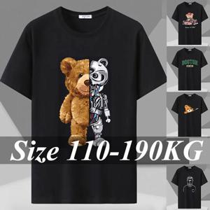 1XL-7XL 플러스 사이즈 남성용 코튼 블랙 티셔츠 여름 반팔 탑 오버사이즈 캐주얼 스포츠 러닝 피트니스 남성 의류