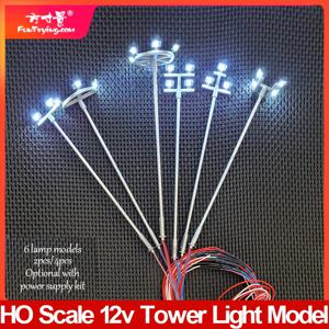 2/4pcs 12V HO 스케일 모델 가로등 모델 타워 조명 가로등 기차/정원/놀이터/경기장 오버헤드 램프