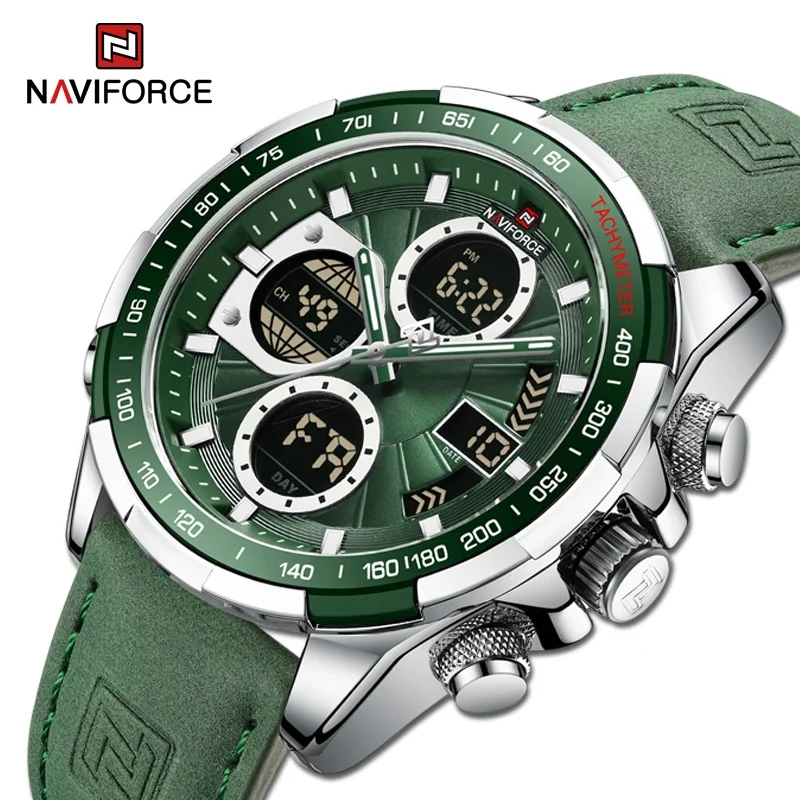 NAVIFORCE 남성용 패션 밀리터리 시계 럭셔리 오리지널 스포츠 크로노그래프 시계 ​ 방수 석영 시계 디지털 손목시계