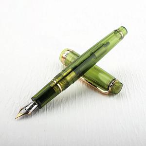 Jinhao 82 만년필 아크릴 EF/F/M/Bent Nib 황금 트림 변환기 쓰기 펜 포함
