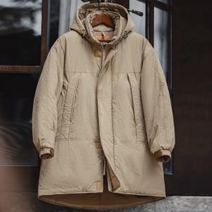 Maden 빈티지 중길이 면 패딩 재킷 카키색 후드 코트 Pcu Level'7 재킷 남성 겨울 보온 클래식 파카 후드 탈부착 가능 데일리 패딩