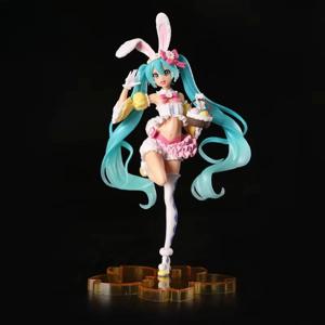 23CM 하츠네 미쿠 애니메이션 피규어 카와이 Pvc 모델 인형 액션 Figurals 토끼 귀 수집 장식품 크리스마스 장난감 선물