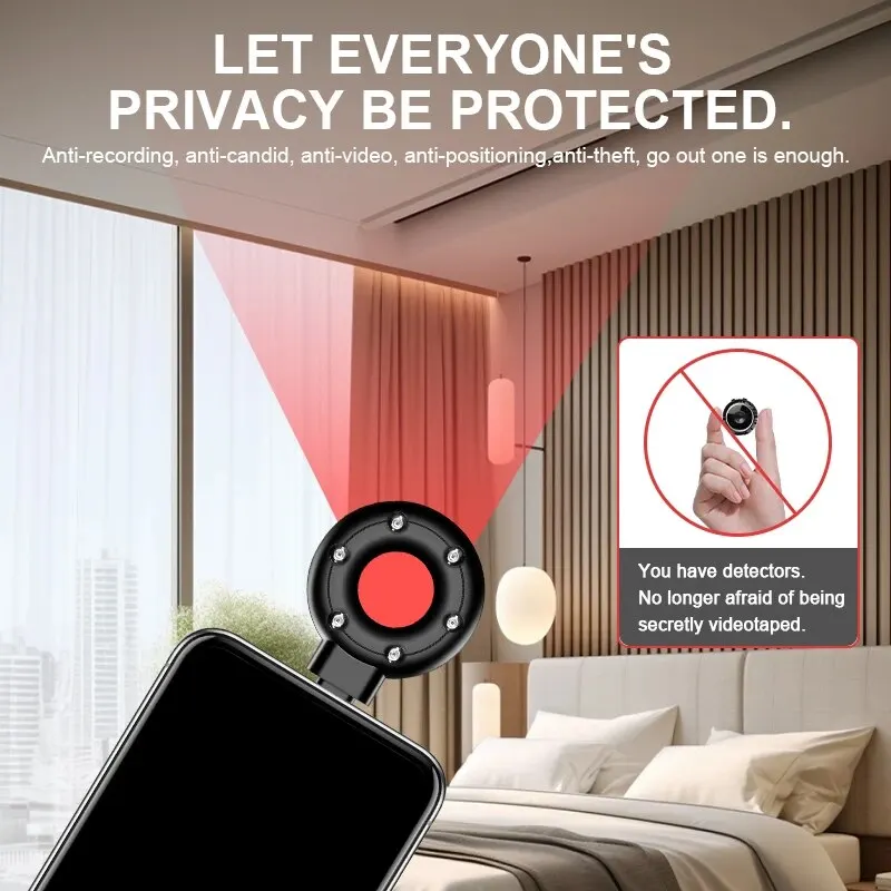 휴대용 미니 엿보기 방지 감지기, 홈 호텔 적외선, 캔디드 촬영 핀홀 카메라, 휴대폰 IOS 및 C타입 인터페이스