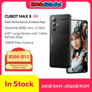 CUBOT MAX 5 5G 스마트폰, 안드로이드, 디멘시티 8200, 6.95 인치 144Hz 대형 화면, 24GB RAM + 256GB ROM, 게임용 휴대폰, 출시 예정