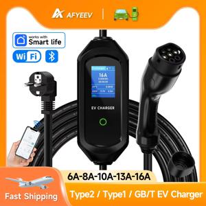 AFYEEV 3600W 휴대용 Type2 IEC62196-2 EV 충전기 Type1 SAE J1772 전기 자동차 충전기 GBT EVSE 충전 케이블 Wallbox EU 플러그