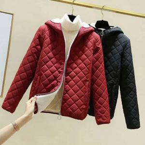 여성용 플리스 안감 두꺼운 후드 코튼 패딩 코트, 짧은 재킷, 느슨한 따뜻한 상의, 레이디 아우터, JH710, 2025 가을 겨울 파카