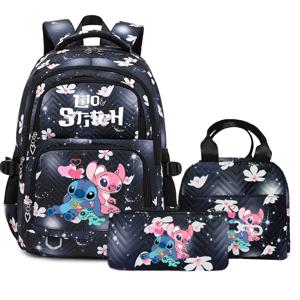 릴로 스티치 학생 배낭 학교 가방 세트 소녀 소년 Schoolbag 기본 Kawaii 방수 어린이 가방 여행 배낭