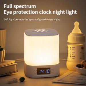 LED 밤 램프 충전식 테이블 램프 시계 디스플레이 부드러운 잠자는 램프 터치 스위치 침실 장식에 대 한 머리맡 램프