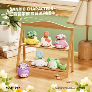 새로운 정품 Sanrio 가족 화분 장식품 블라인드 박스 장난감 애니메이션 Kuromi Hellokitty Pom Pom Purin Pochacco Girls 데스크탑 장식