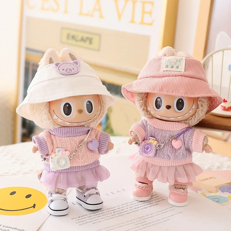 Labubu 인형 옷 Tulle 스커트 세트 17cm Ropa Labubu 인형 액세서리 용 세련된 복장 교체