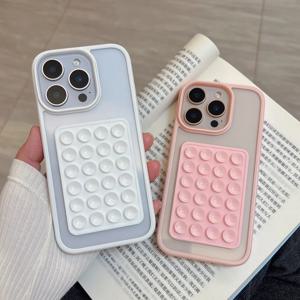 3D 흡입 컵 에어백 전화 케이스 iPhone 16 15 14 13 12 11 Pro Max XR X XS 7 8 Plus 투명 캔디 충격 방지 범퍼 커버