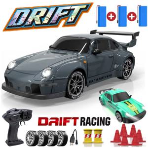 4WD RC 드리프트 자동차 LED 빛 2.4G 라디오 20 KM/h 고속 원격 제어 레이싱 자동차 차량 모델 장난감 선물 소년 소녀 아이