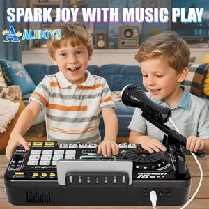 어린이 DJ 믹서 마이크 전자 피아노 키보드 블루투스 DJ 턴테이블 컨트롤러 악기 아이 생일 선물