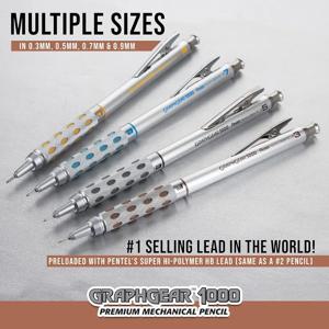 펜텔 그래프 기어 1000 지우개가 있는 기계식 제도 연필 금속 몸체 1개 자동 연필 일본어 0.5mm 0.3mm 0.7 0.9mm