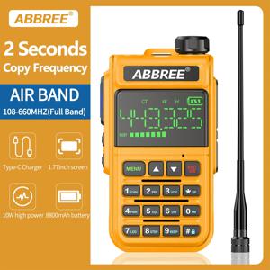 2pcs ABBREE AR-518Ham 워키 토키 무선 복사 주파수 에어 밴드 풀 밴드 내장 디스플레이 VOX SOS USB Type-C 충전