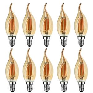 Grensk-4W 밝기 조절 LED 필라멘트 캔들 전구, 2700K E14 촛대 기본 불꽃 모양 구부러진 팁 25W 백열 등가 C35