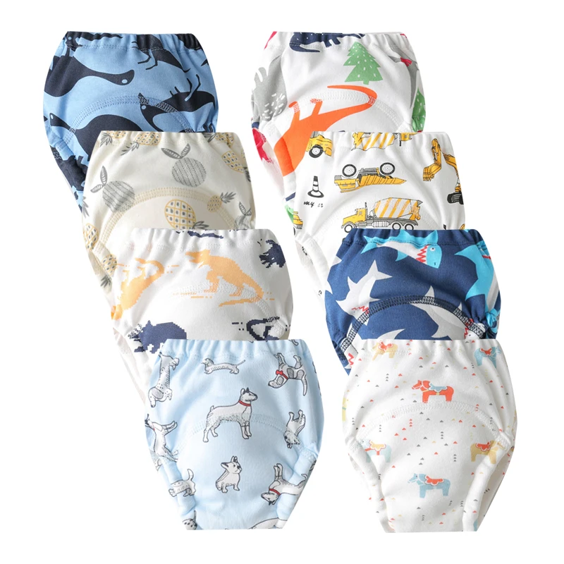 8pcs/6pcs 빨 수있는 아기 변기 훈련 바지 재사용 가능한 화장실 트레이너 팬티 재사용 가능한 천 기저귀 기저귀 속옷 팬티 변경