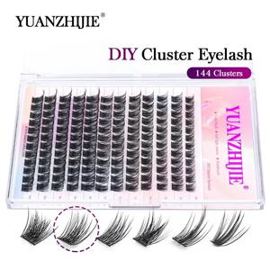 DIY 144 클러스터 속눈썹 YUANZHIJIE 무료 배송 세그먼트 빔 자연 C/D 컬 개별 밍크 속눈썹 메이크업 용품 집에서
