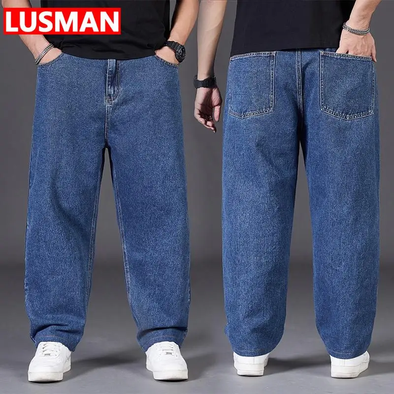 남성용 플러스 사이즈 청바지 джинсы мужские Pantalones Vaqueros Hombre 와이드 레그 청바지 30-50 루즈 롱 팬츠 헐렁한 청바지
