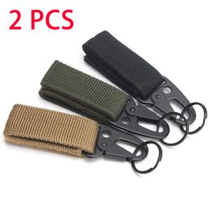 2 PCS. 전술 교수형 버클 몰리 나일론 웨빙 카라비너 ​​벨트 삼각형 키 체인 야외 등산 캠핑 도구 액세서리
