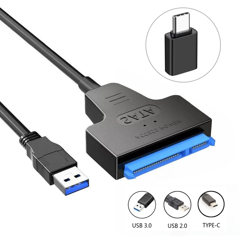 SATA-USB 케이블 USB 3.0/Type-C-SATA III 하드 드라이버 어댑터(2.5